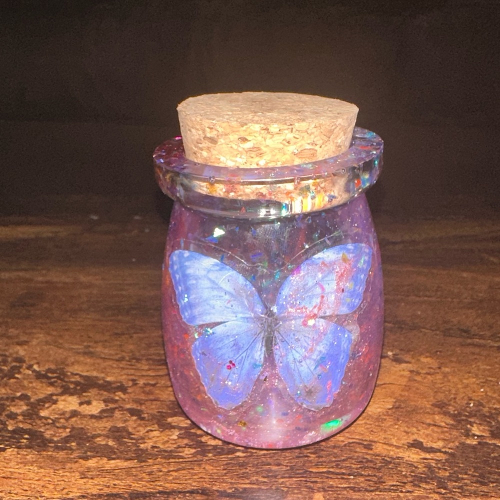 3 in butterfly jar- handmade resin